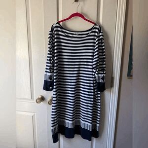 Kim Rogers Navy and Cream Striped Dress